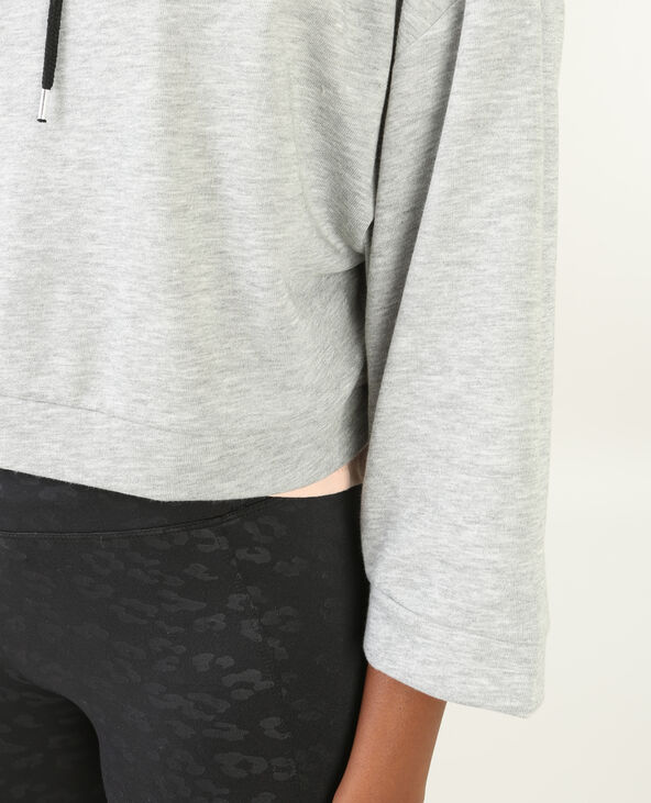 Sweat cropped sport gris chiné - Pimkie