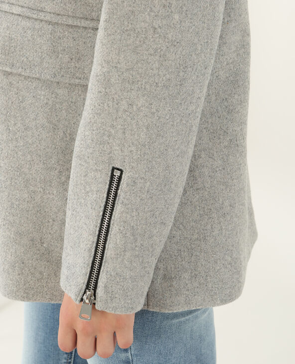 Caban avec fausse fourrure gris chiné - Pimkie