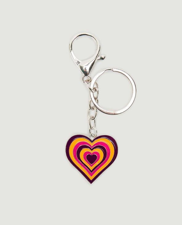 Porte-clés motif coeur tricolore orange - Pimkie