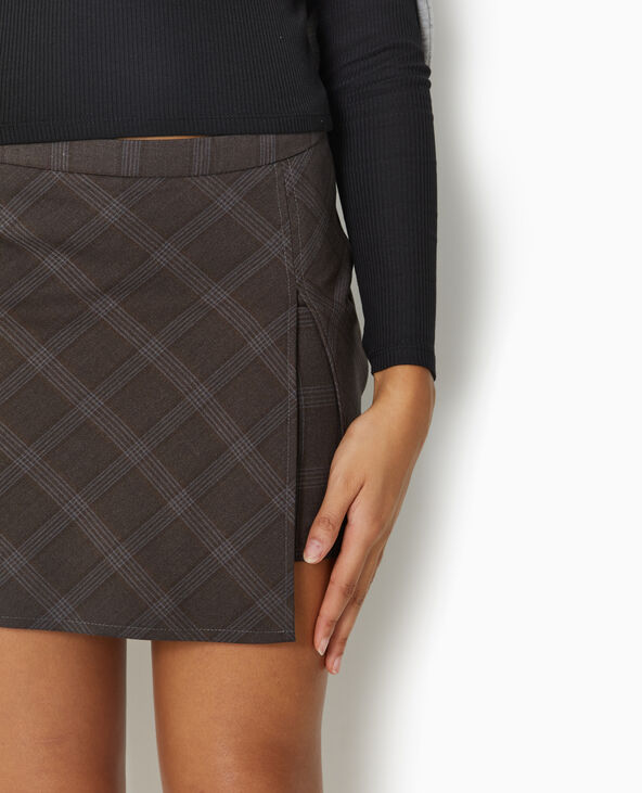 Jupe-short à carreaux noir - Pimkie