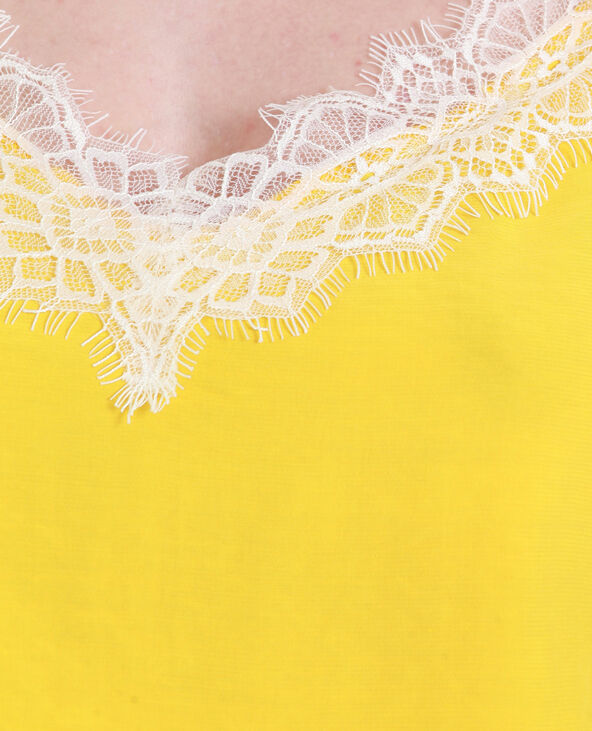 Top à dentelle jaune - Pimkie