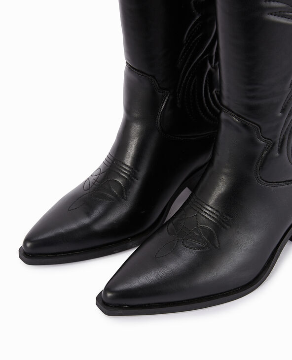 Bottes santiags avec dessins en surpiqûres noir - Pimkie