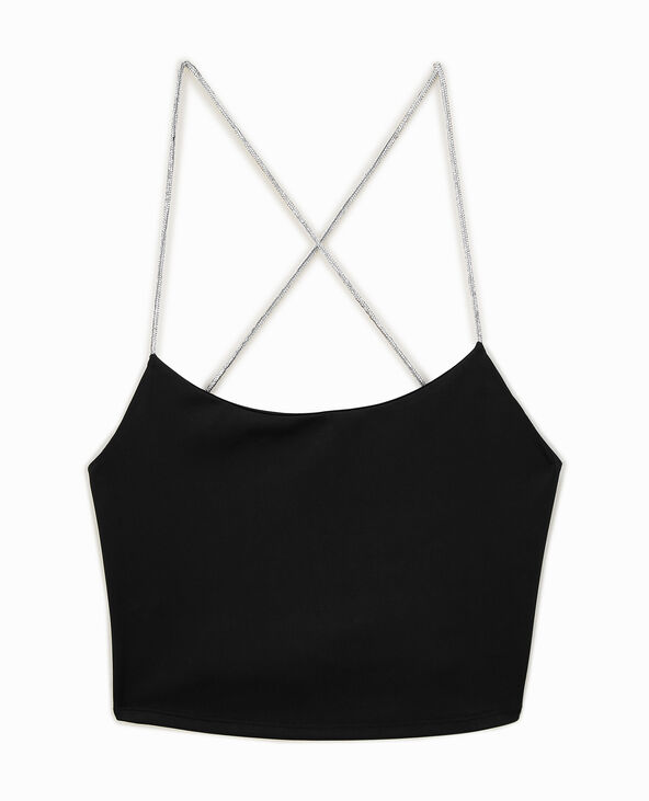 Brassière dos nu avec bretelles strass noir - Pimkie
