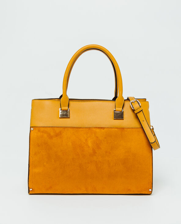 Sac cabas en faux cuir jaune - Pimkie