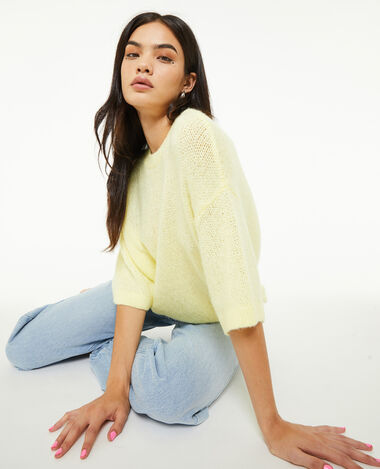 Pull manches courtes jaune - Pimkie