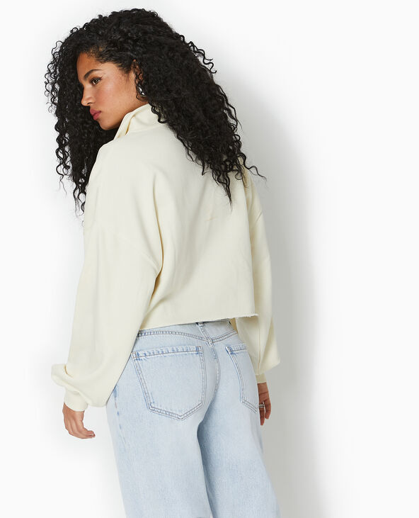 Sweat zippé cropped blanc - Pimkie