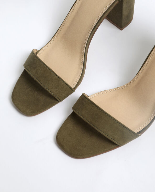 Sandales à talons microfibre vert kaki - Pimkie