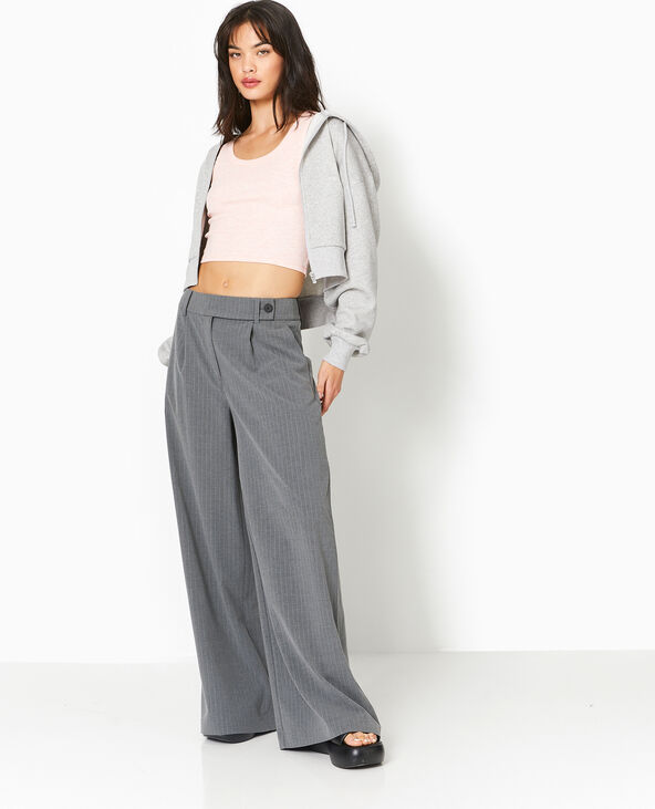 Pantalon large rayures banquier gris clair - Pimkie