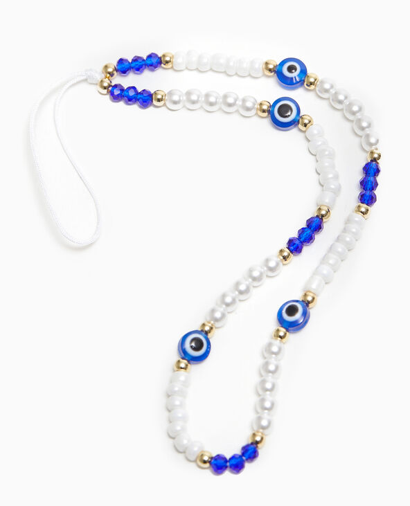 Dragonne de téléphone avec perles et yeux bleu - Pimkie