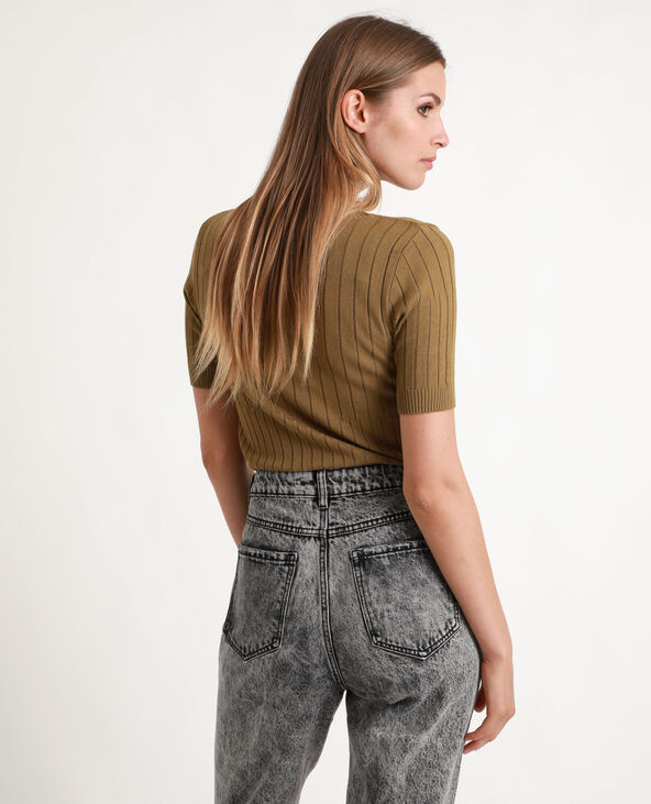 Pull manches courtes vert foncé - Pimkie