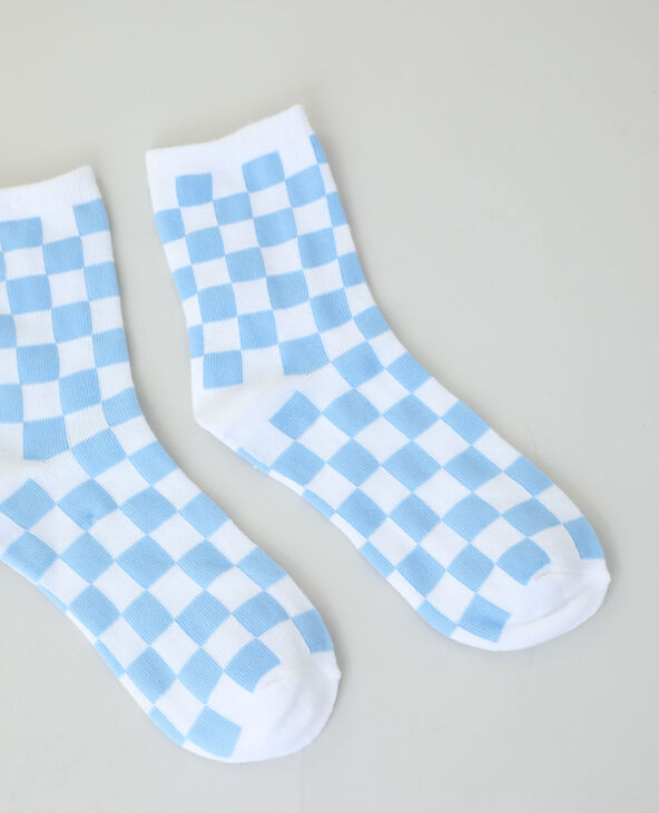 Chaussettes à damier bleu foncé - Pimkie