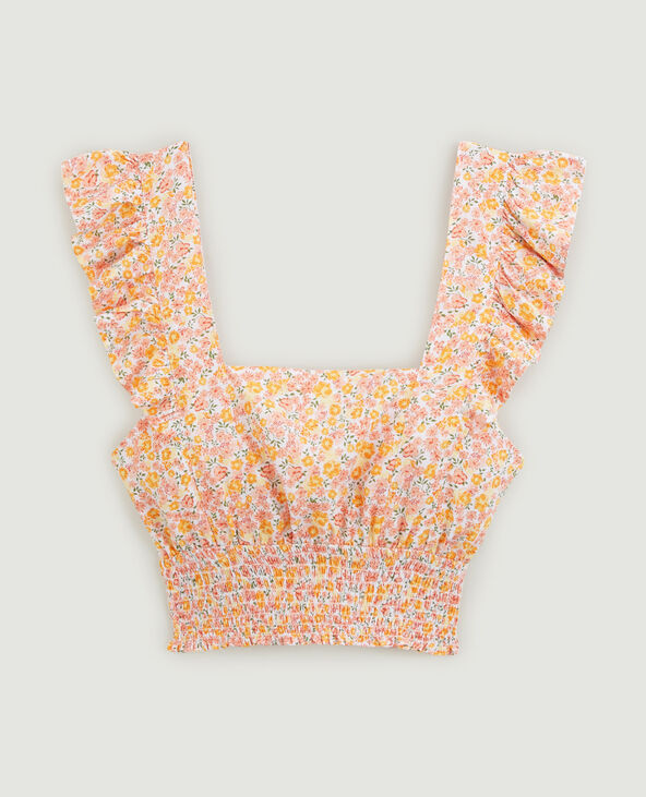Top court volants tissu fluide orange - Pimkie