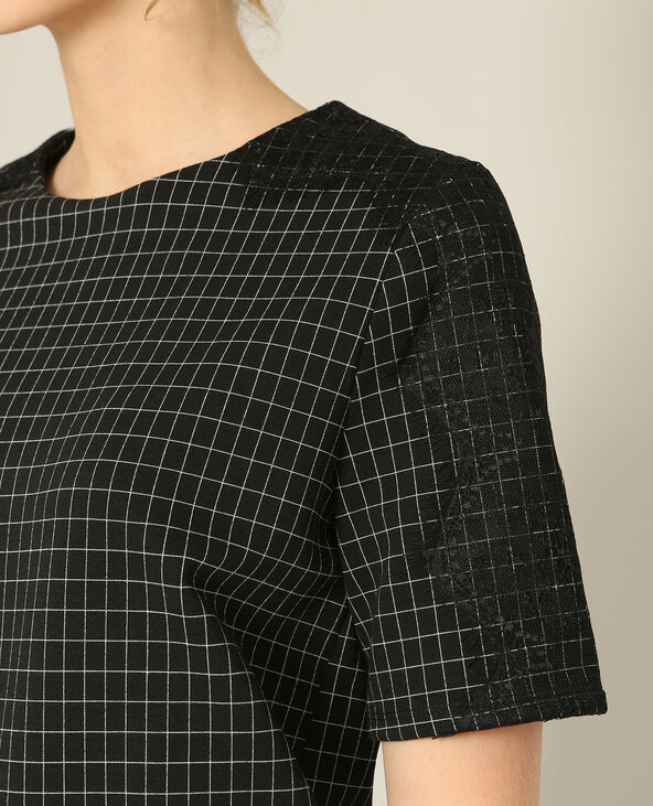 T-shirt à carreaux noir - Pimkie