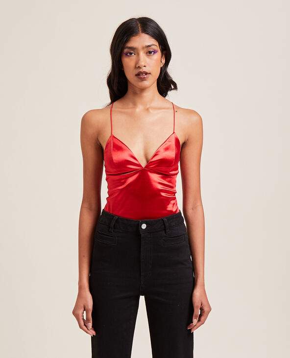 Body en maille satinée rouge - Pimkie