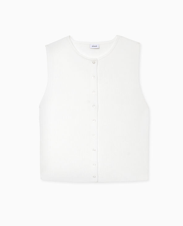 Top boutonné en maille fine blanc - Pimkie