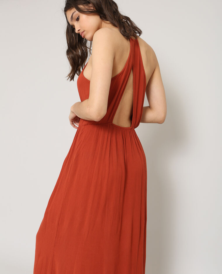 Robe longue à dos ouvert brique - Pimkie