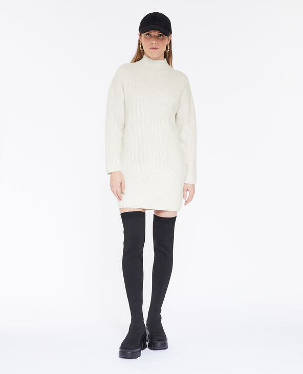 Robe courte en maille avec col montant écru - Pimkie