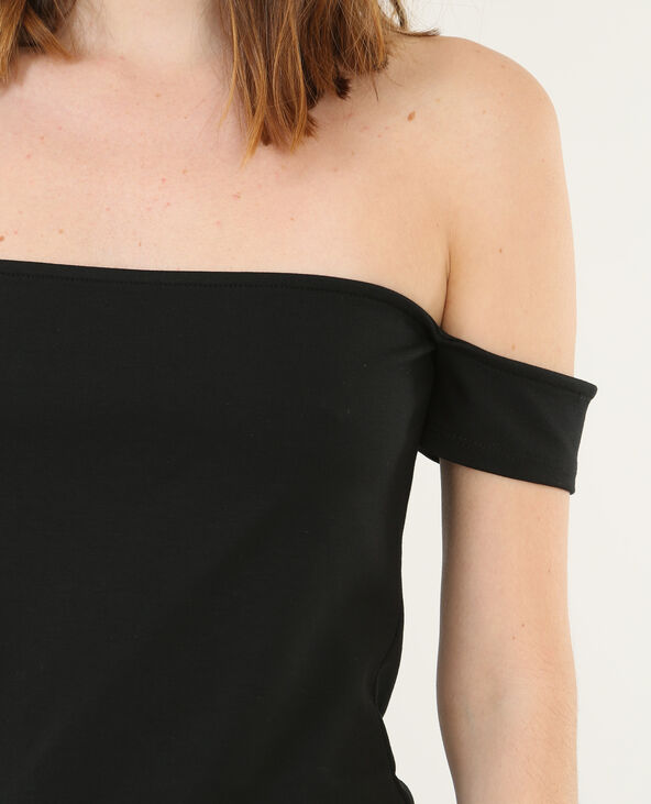 Robe bodycon col bardot noir - Pimkie