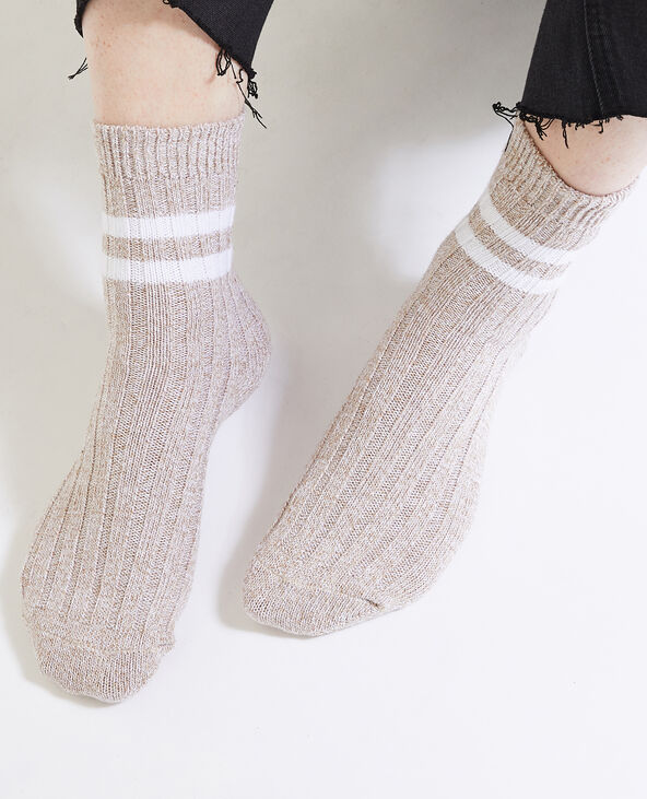 Paire de chaussettes avec bandes contrastées beige - Pimkie
