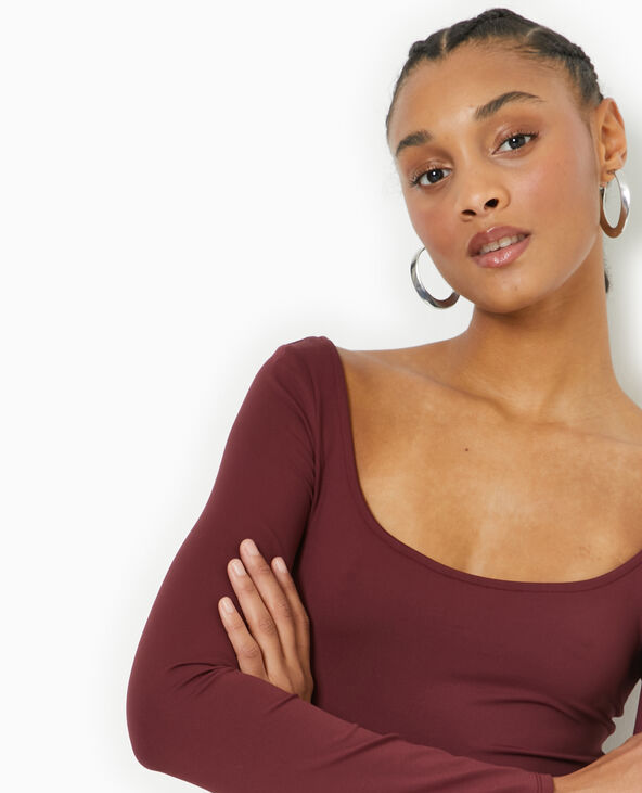 Top manches longues encolure danseuse bordeaux - Pimkie