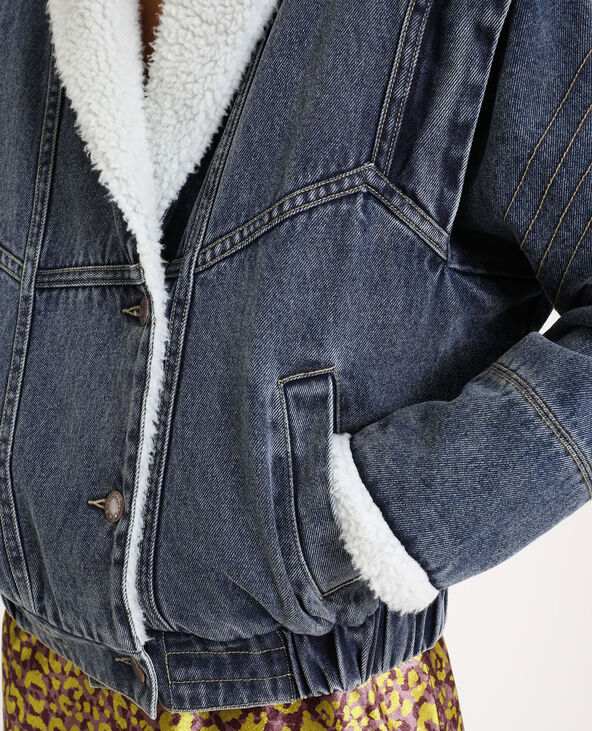 Veste en shop jean col mouton