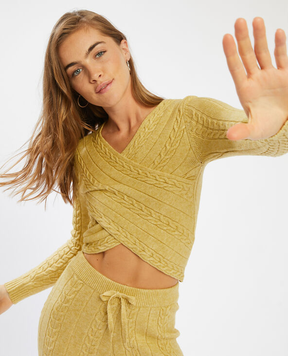 Pull torsadé cache-cœur camel - Pimkie