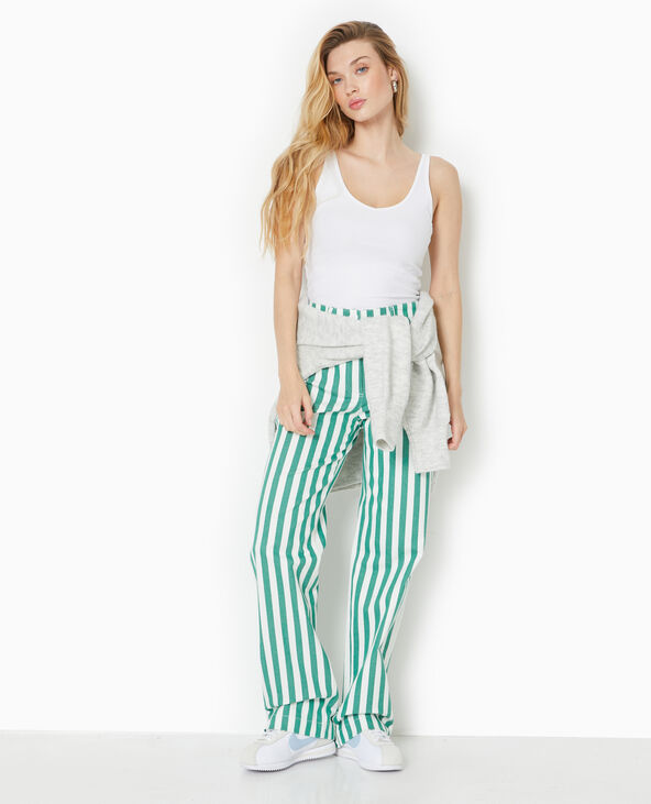 Pantalon droit taille haute avec rayures vert - Pimkie