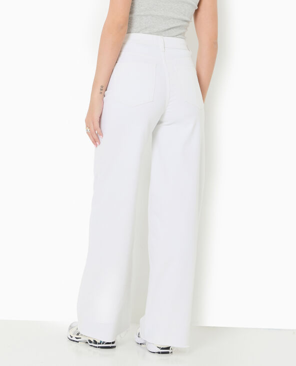 Jean wide taille haute bas coupés blanc - Pimkie