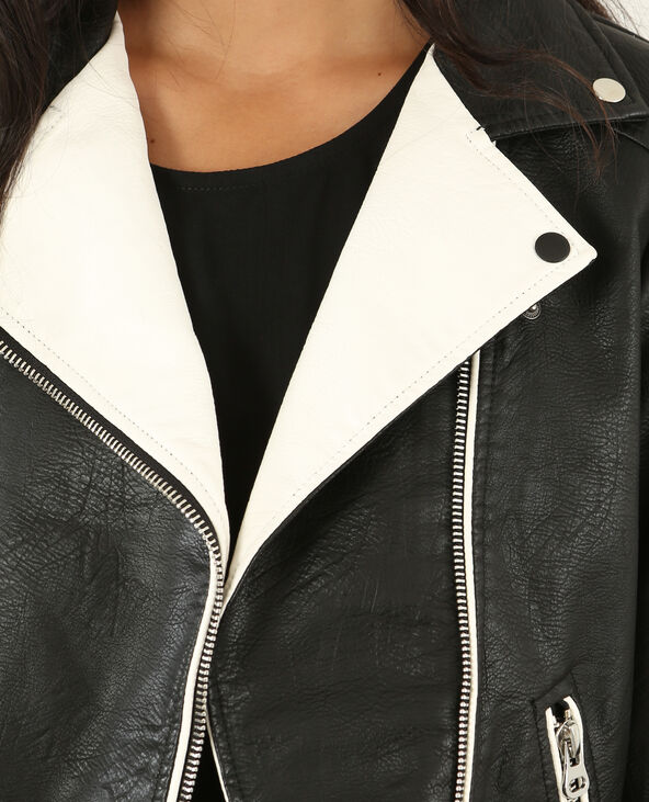 Veste biker bicolore noir - Pimkie
