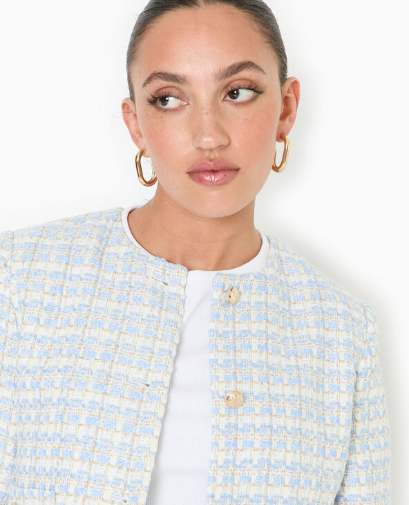 Veste droite en tweed bleu - Pimkie