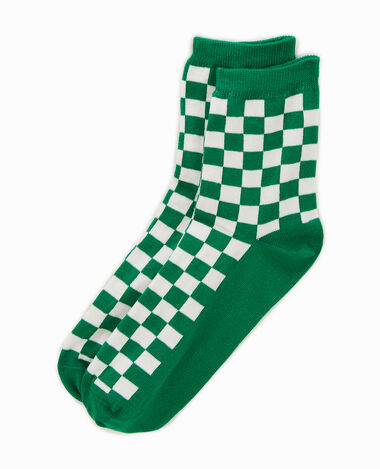 Paire de chaussettes motif damier vert - Pimkie