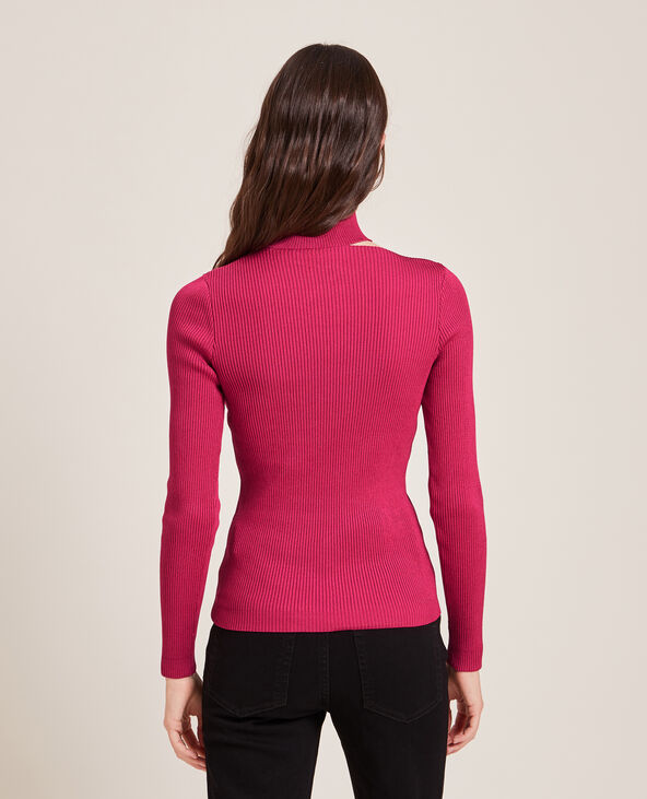 Top maille côtelée avec découpe rose fuchsia - Pimkie