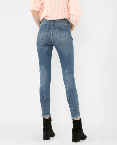 Jean skinny effet taches de peinture bleu foncé - Pimkie