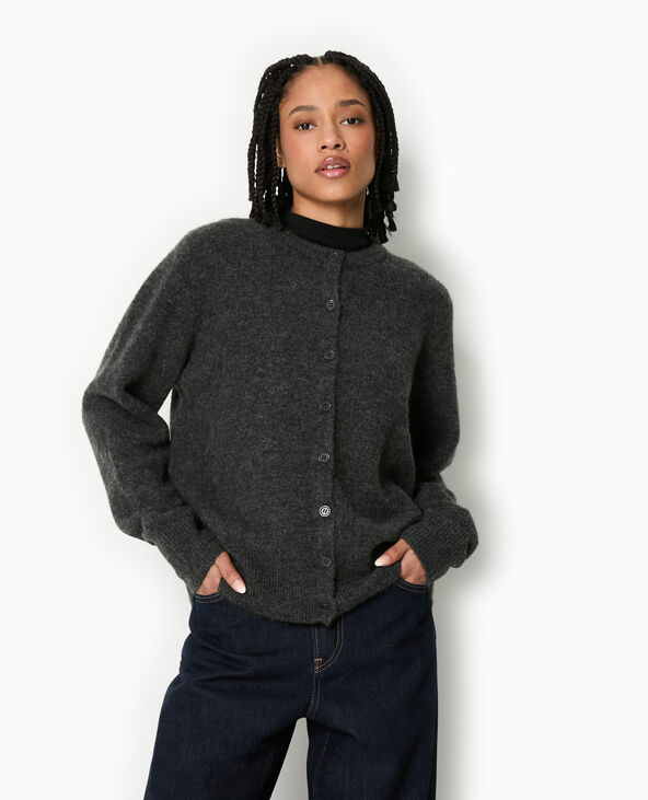 Gilet col rond gris chiné - Pimkie