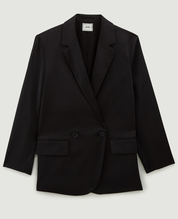 Blazer oversize en satin noir - Pimkie