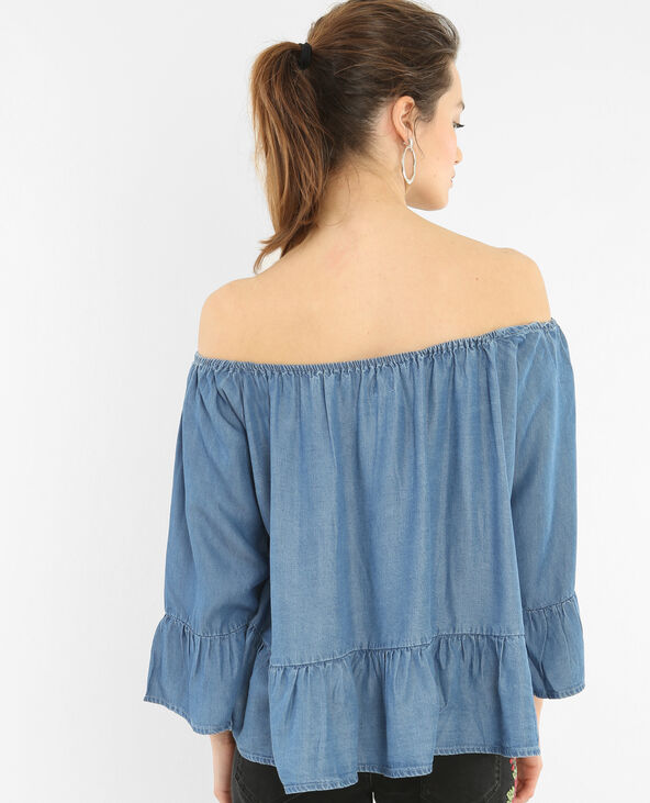 Blouse à basque Jean bleached - Pimkie