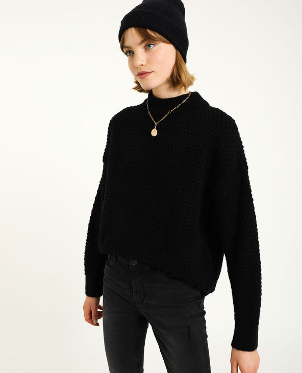 Pull maille fantaisie noir - Pimkie