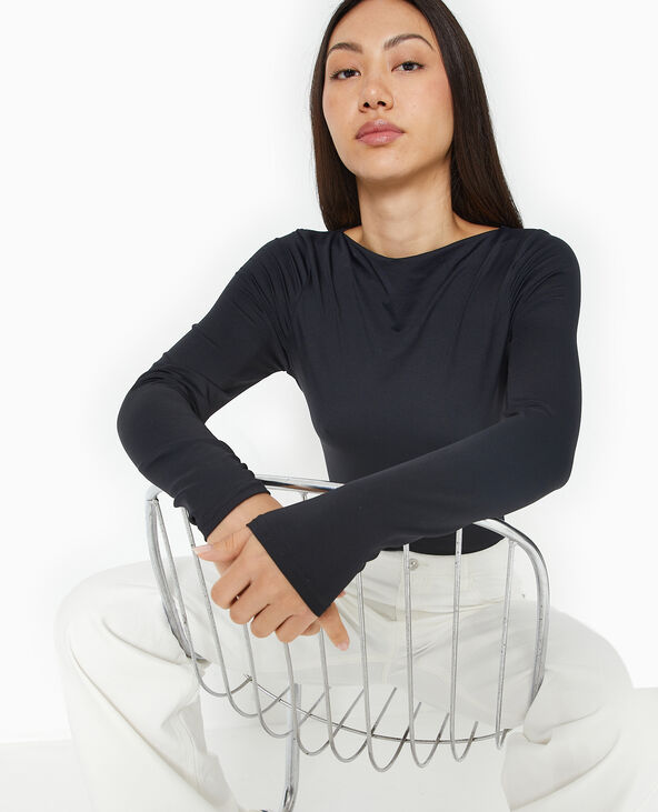 Body manches longues encolure bateau noir - Pimkie