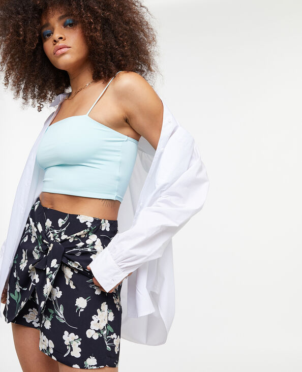 Jupe-short en tissu fluide motif fleurs noir - Pimkie