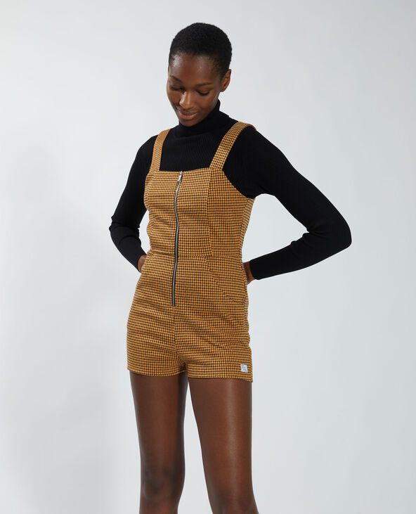 Combishort à motifs pied-de-poule marron - Pimkie