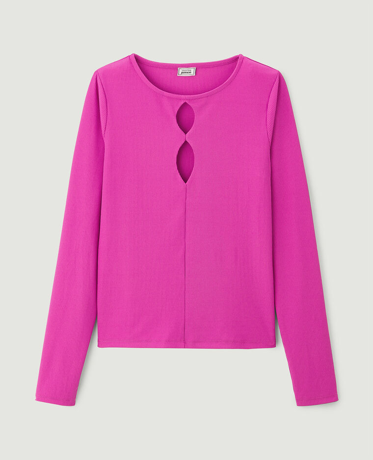 Top maille côtelée avec découpes rose fuchsia - Pimkie