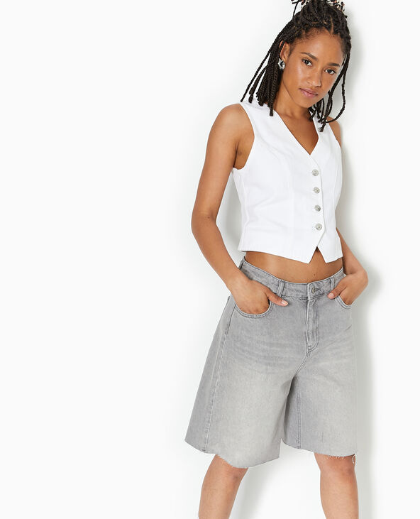 Gilet barman en jean avec boutons métalliques blanc - Pimkie