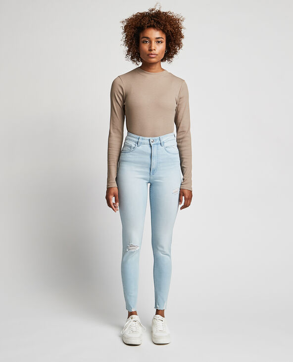 Jean skinny taille haute trashé bleu clair - Pimkie