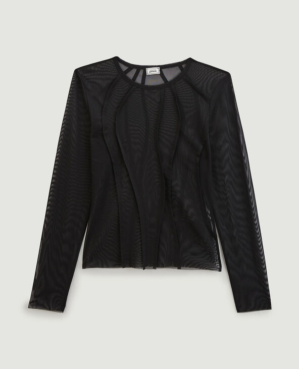 Top en maille transparente noir - Pimkie