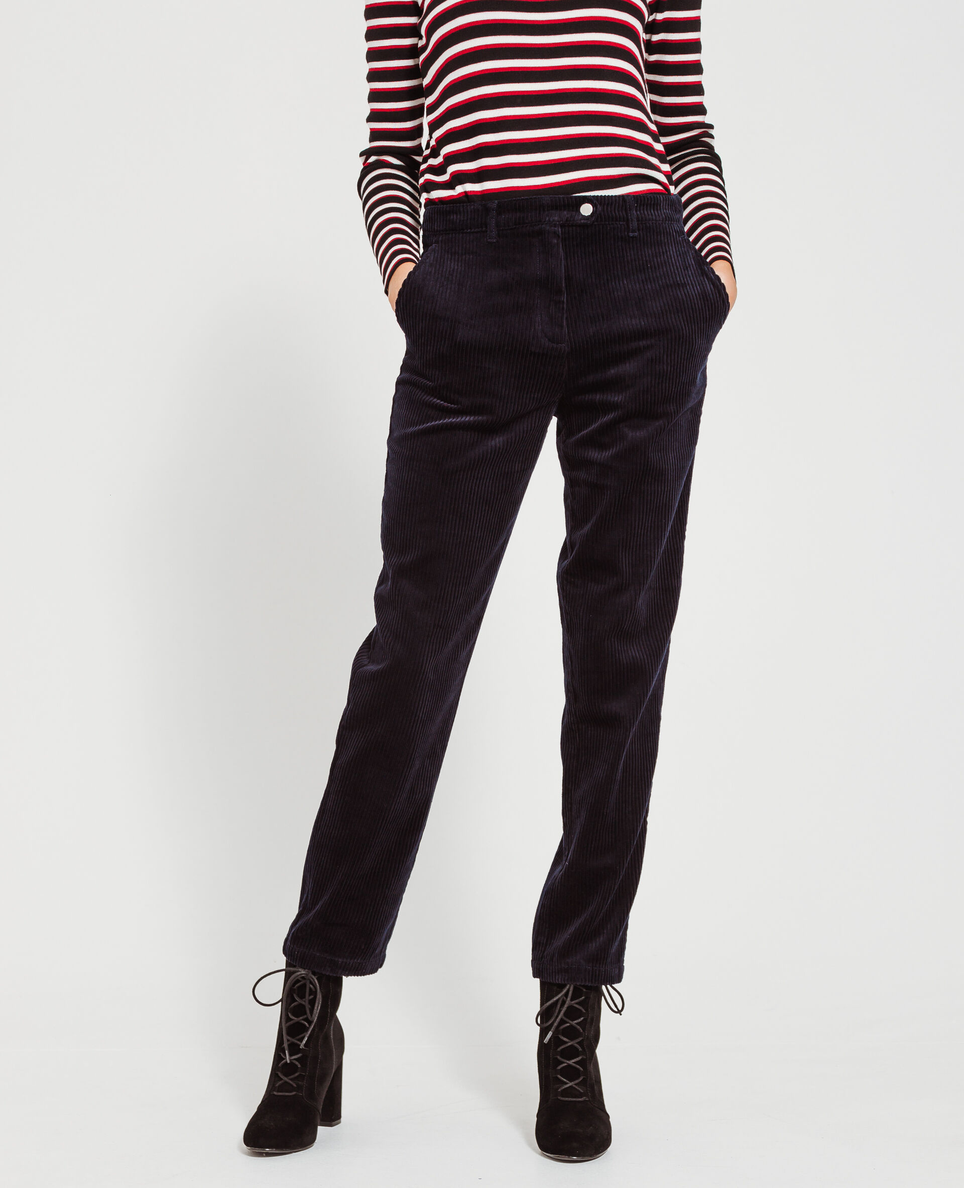 Pantalon velours bleu marine - 140731651A06 | Pimkie