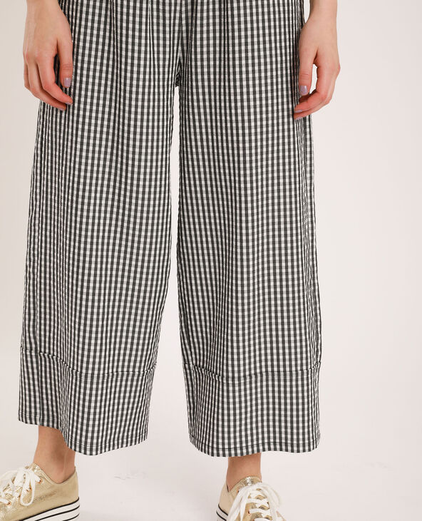 Pantalon large à carreaux noir - Pimkie