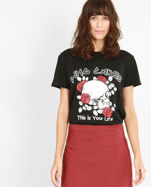 T-shirt tête de mort glitter noir - Pimkie