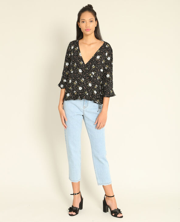 Blouse cache-cœur noir - Pimkie