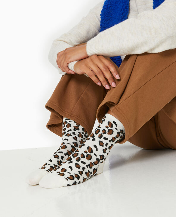 Lot de 2 paires de chaussettes unie + léopard camel - Pimkie