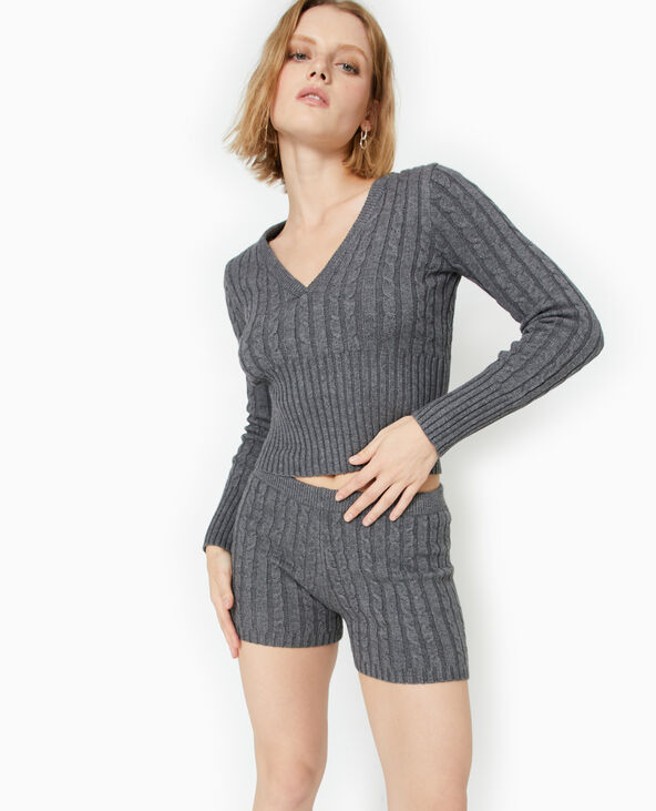 Short en maille torsadée gris foncé - Pimkie